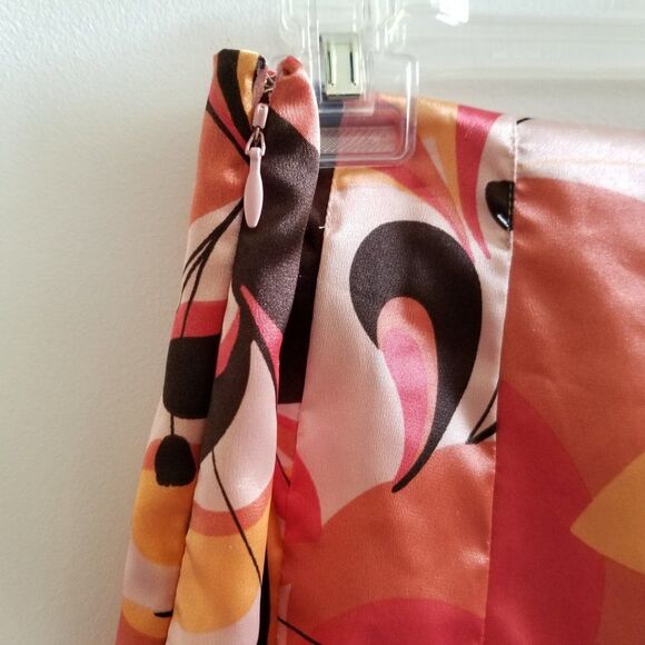 Apt. 9 Stretch Silk-Look Fully Lined Skirt Size 6 Peach and Brown - Beautiful! - Picture 9 of 16